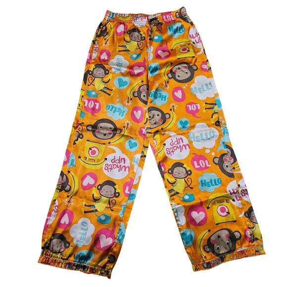 Carter’s Girls Silky Pajama Pants Size 8 Orange Monkeys What Up Hello - Picture 7 of 7